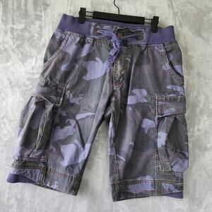 Jet Lag Camo Cargo Shorts Mens 31 Blue Military Super 6 Lemon Flavoures Y2K